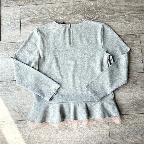 J. Crew Tulle Hem Peplum  Top in Grey - Picture 13 of 15